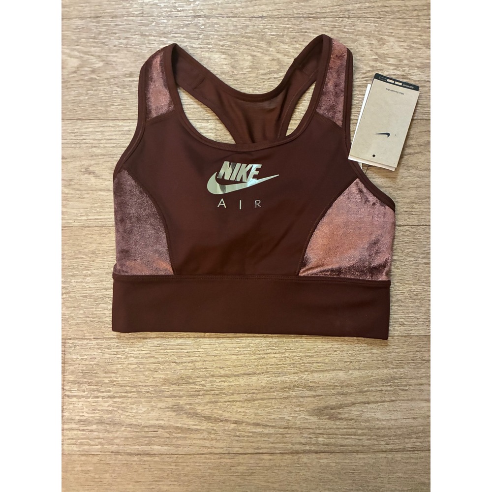 Nike Air Womens Swoosh Medium Support Padded Sports Bra Burgundy Small